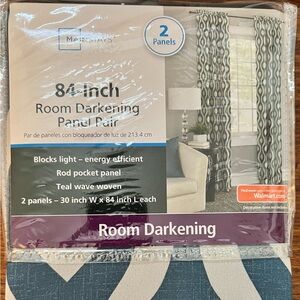 Mainstays room darkening curtains in Teal Wave